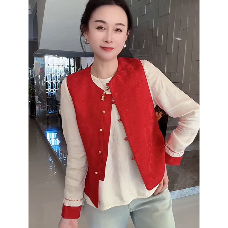 新中式国风新春福禄盘扣马甲2026新款高级感本命年打底衫两件套女,女装/女士精品,时尚套装,淘宝优惠券,粉丝福利购,淘宝优惠卷