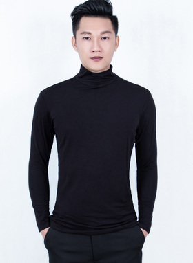 拉丁舞服摩登舞服男士高领练功服专业长袖套头衫练习男装广场舞服