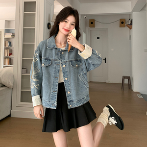 新中式刺绣牛仔外套女短款2025春季新款独特漂亮设计感休闲夹克图片