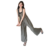 网红炸街工装背带裤女夏2025新款别致高端洋气减龄阔腿连体裤，女装连体裤，昱儿e优优