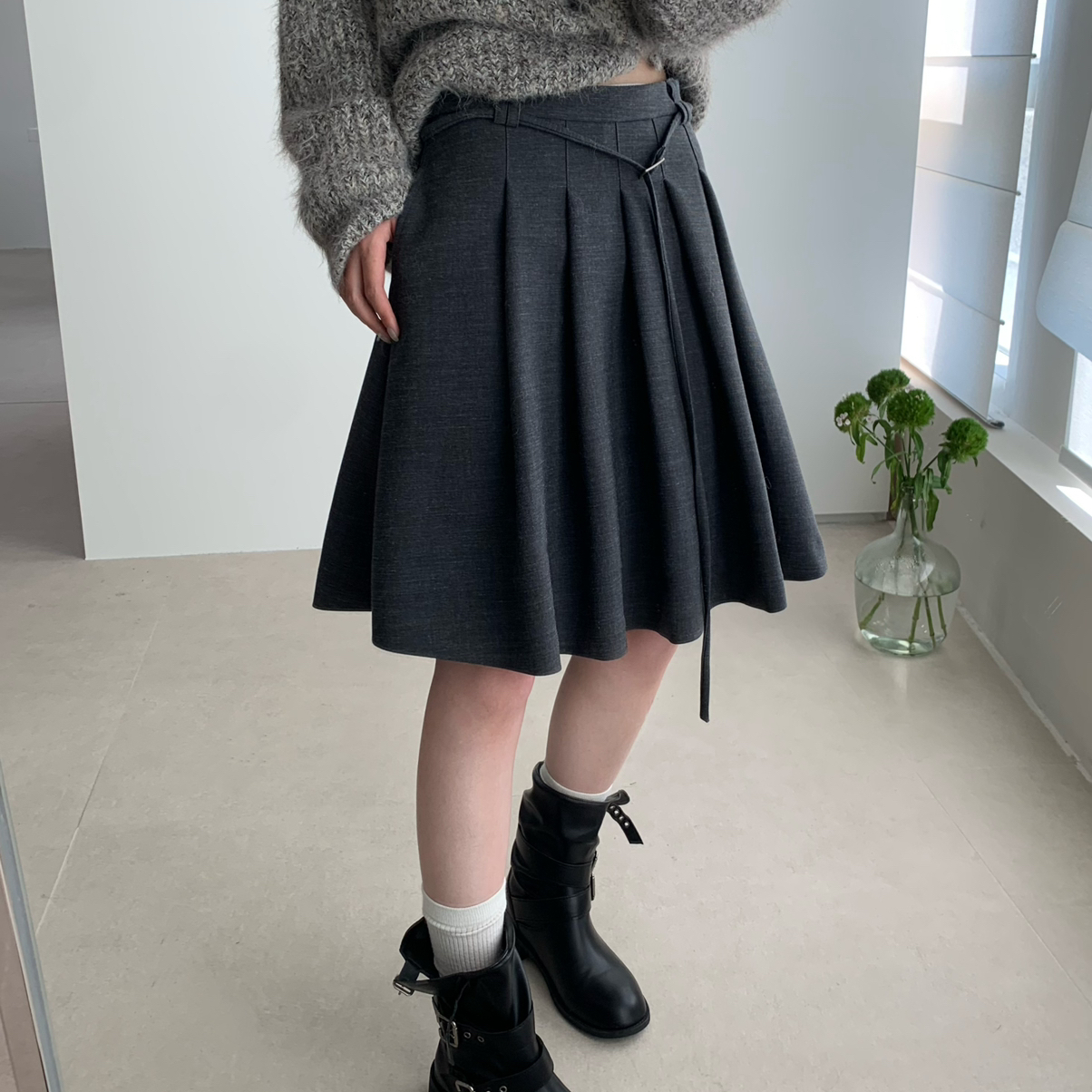 BLESSED MOMENT-推荐韩系气质百搭显瘦百褶半身裙(配腰带)FQ1186