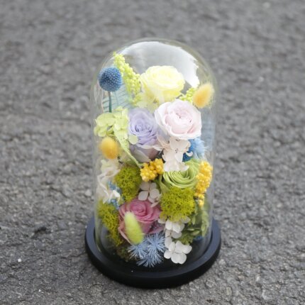 玻璃杯罩永生花花束真花玫瑰混搭干花桌面摆件节日生日礼物送花