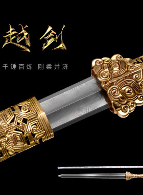 金字号陈阿金亲工锻制宝剑一体手工锻造汉剑越剑镇宅宝剑未开刃