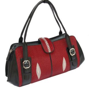 泰国珍珠鱼皮手提单肩包2025新款女包魔鬼鱼潮流包冲皇冠包邮