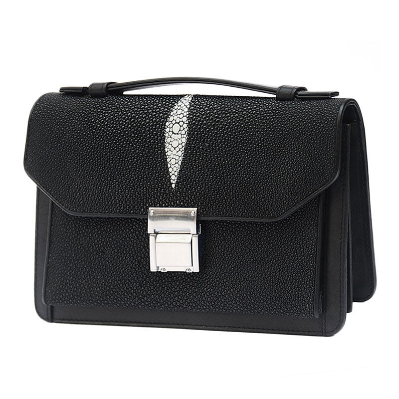 清仓特价时尚男士式泰国珍珠鱼皮锁扣公文包休闲商务带卡位手提包