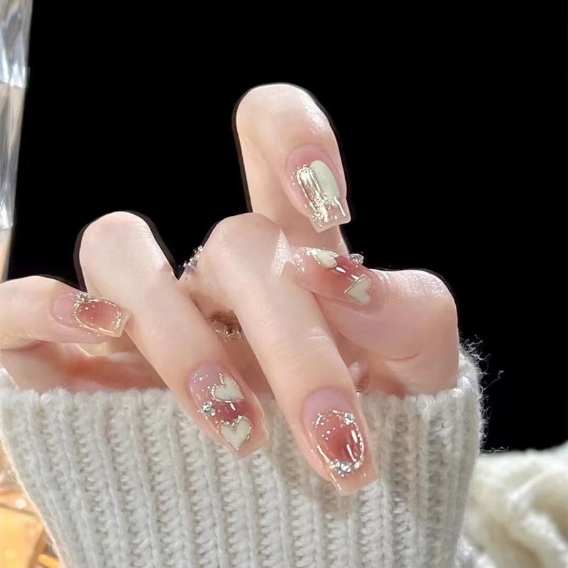 芭蕾风奶油爱心焦糖晕染鎏金琥珀