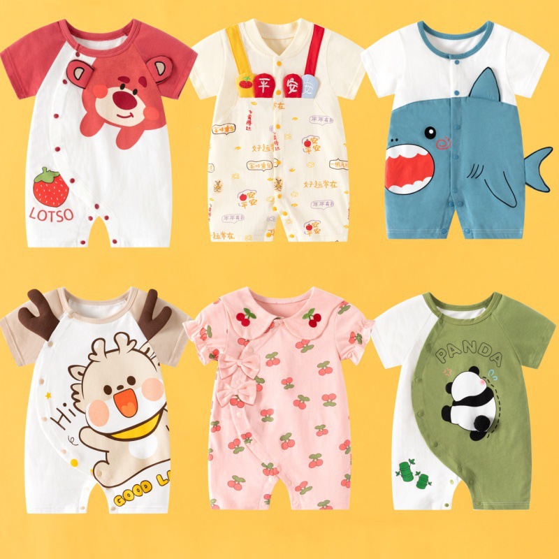 夏季婴儿连体衣036月纯棉哈衣