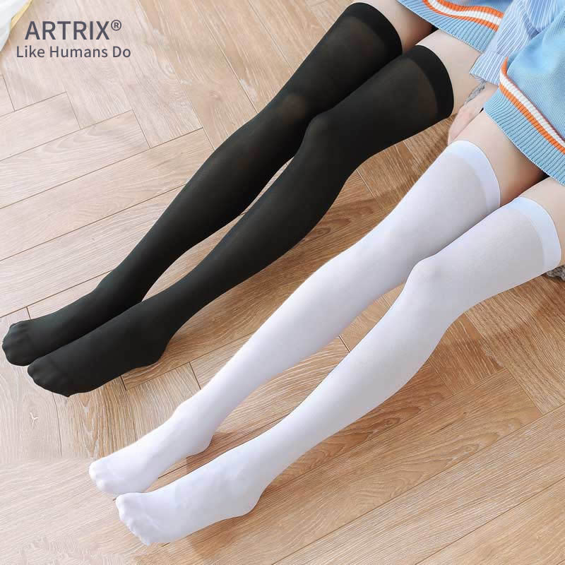 加长天鹅绒过膝袜白色高筒丝袜