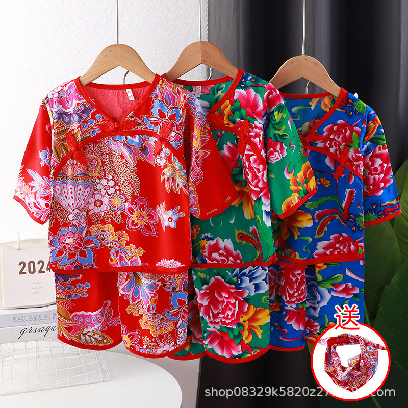 东北大花婴儿服端午节宝宝夏装两