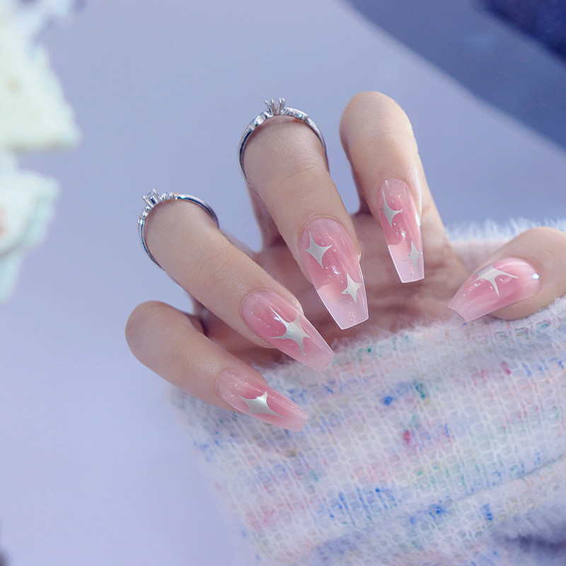 芭蕾风穿戴甲经典法式钻款简约i