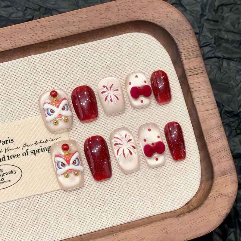 芭蕾风红色醒狮烟花猫眼蝴蝶手工