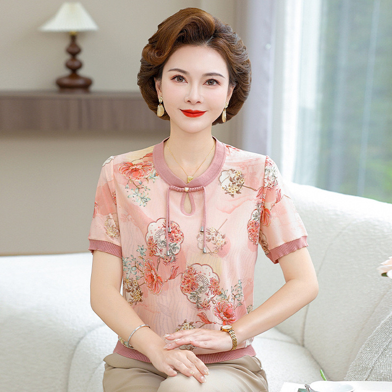 妈妈夏装新中式短袖T恤