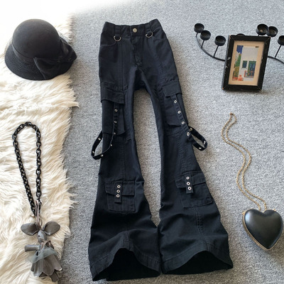 美式黑色工装裤女微辣牛仔裤秋季