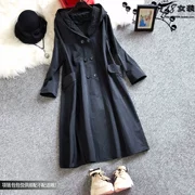 Mùa thu 2019 mới thời trang lỏng lẻo áo hai dây trùm đầu áo gió nữ rộng rãi áo khoác nữ - Trench Coat