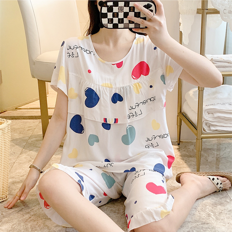 棉绸睡衣女人造棉家居服