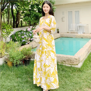 薄超长到脚裸大码 棉绸睡裙女夏季 休闲宽松可外穿人造棉睡衣家居服