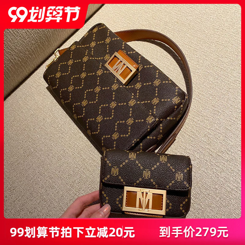 法国小MK老花子母包mirgam kosel官方旗舰店MI系列金属扣饰腋下包