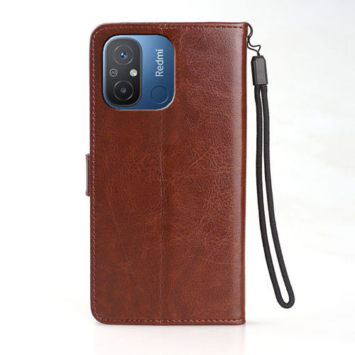适用 Redmi 12C手机壳皮夹小米22120RN86C外壳翻盖红米12C保护套6.71英寸HM12C磁扣C12插卡红迷软壳钱包款防?