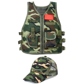 丛林迷彩绿儿童马甲战术背心吃鸡三级甲幼儿CS演出服士兵制服拉链