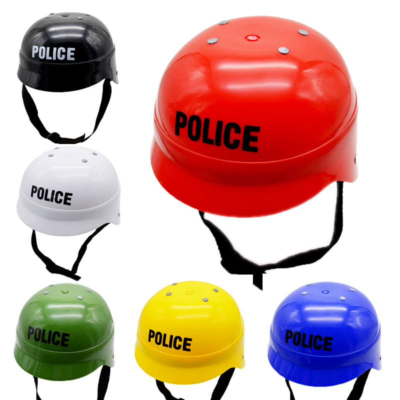 加厚款警帽police头盔儿童过家家玩具六一幼儿园演出道具塑料帽子