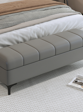 现代简约床尾凳真皮储物长凳卧室高级感收纳凳入户换鞋凳30cm窄款