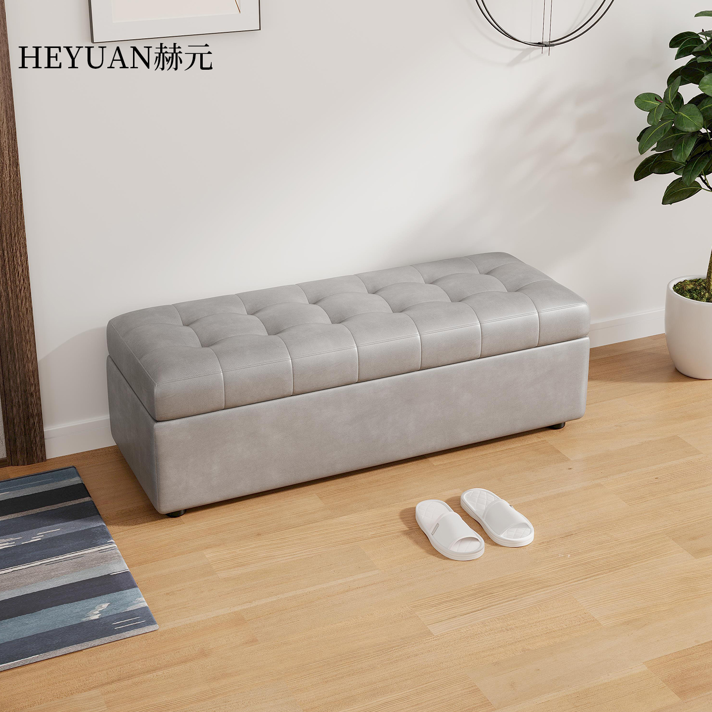 真皮收纳凳长款大容量家用储物凳