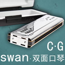 Authentic Swan playing harmonica 24 hole C G polyphonic harmonica double sided harmonica box
