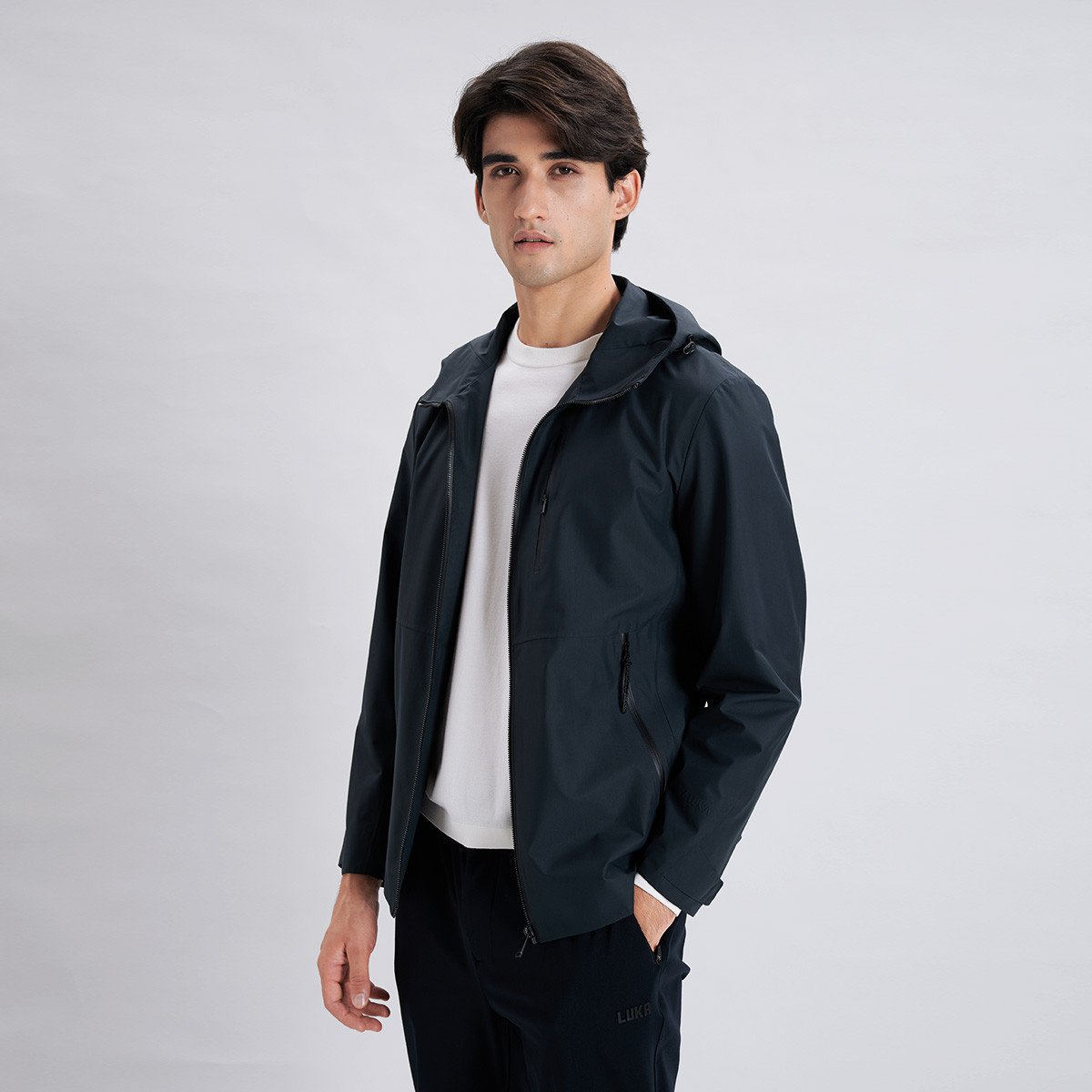 路卡迪龙秋冬免烫抗皱防水休闲男士连帽无感运动夹克 151235210