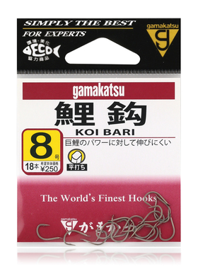 伽玛卡兹鲤钩12158伽马日本原装进口鲤鱼钩有倒刺鱼钩平打钩茶色