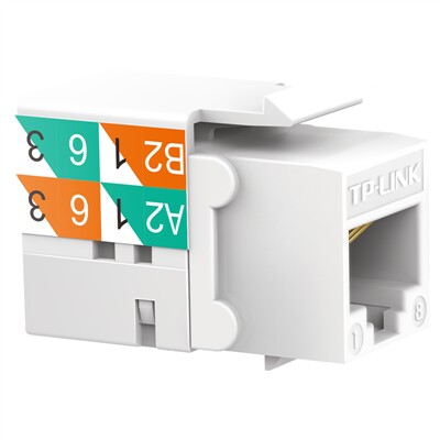 TP-LINK TL-EJ601六类非屏蔽信息模块CAT6高速千兆8芯铜镀金网络工程综合布线耐插拔防火阻燃110打线工具90度