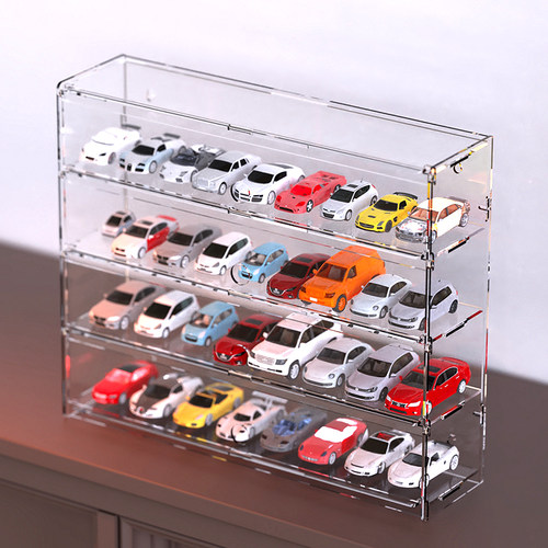 风火轮收纳盒合金小汽车模型TOMICA1:64儿童玩具多美卡透明收藏架