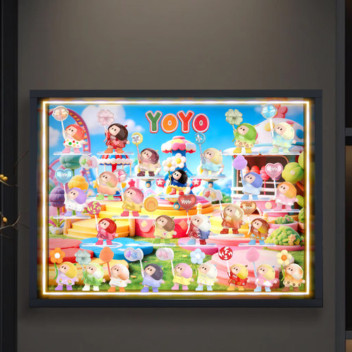 适用名创优品YOYO右右酱萌动心愿系列手办盲盒亚克力相框收纳盒