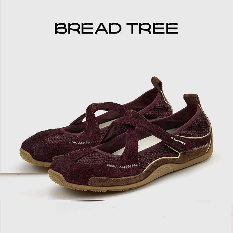 BREADTREE面包树 25年复古拼皮交叉带芭蕾玛丽珍透气运动德训鞋