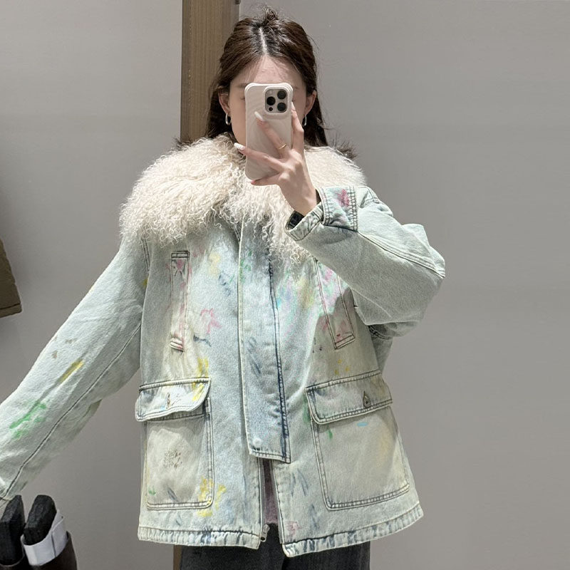 【现货】FORDARE/福蝶25冬季新品彩色抹脏毛领工装棉服外套