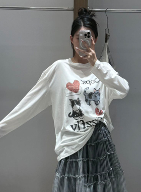 FIZZFLY | 25设计师品牌新款 25秋季爱心双猫圆领T恤