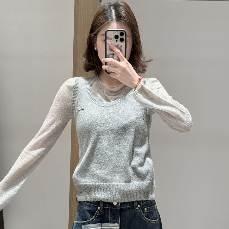 【现货】AVVENN 设计师品牌26早春新品套头圆领假两件毛衫