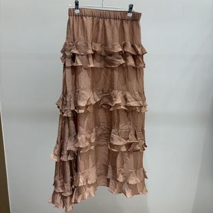 新款 26设计师品牌春季 蕾丝拼接蛋糕桑蚕丝长半裙 现货询价