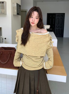 【现货】AndAnything可拆卸披肩蕾丝一字领针织上衣女25冬季新款