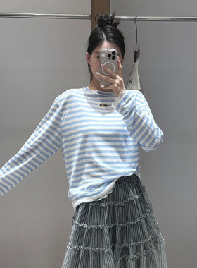 FIZZFLY | 25设计师品牌新款 25秋季条纹拼接蕾丝T恤