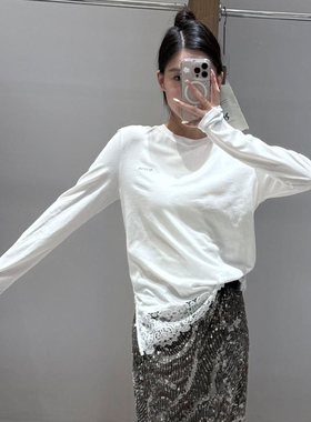 【现货】AVVENN设计师品牌新款 25年秋季蕾丝拼接长袖T恤