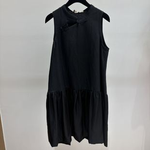 现货询价 新中式 26设计师品牌春季 无袖 纯色连衣裙 新款