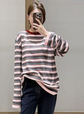 【现货】AVVENN25冬季新品设计师长袖条纹针织上衣