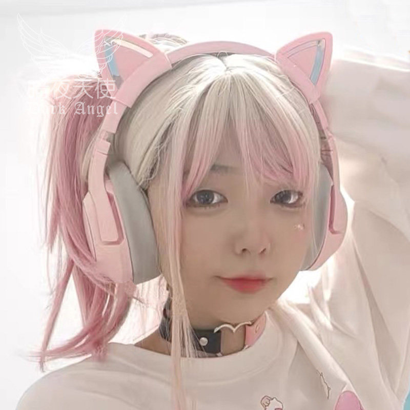 天使猫耳蓝牙耳机女生jk二次元拍照萝莉粉红色可爱头戴式无线耳麦