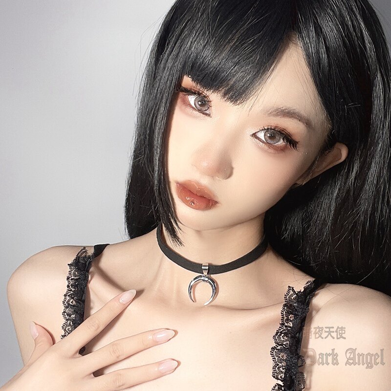 jk暗黑朋克风欧美短款月亮吊坠