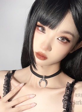 jk暗黑朋克风欧美短款月亮吊坠
