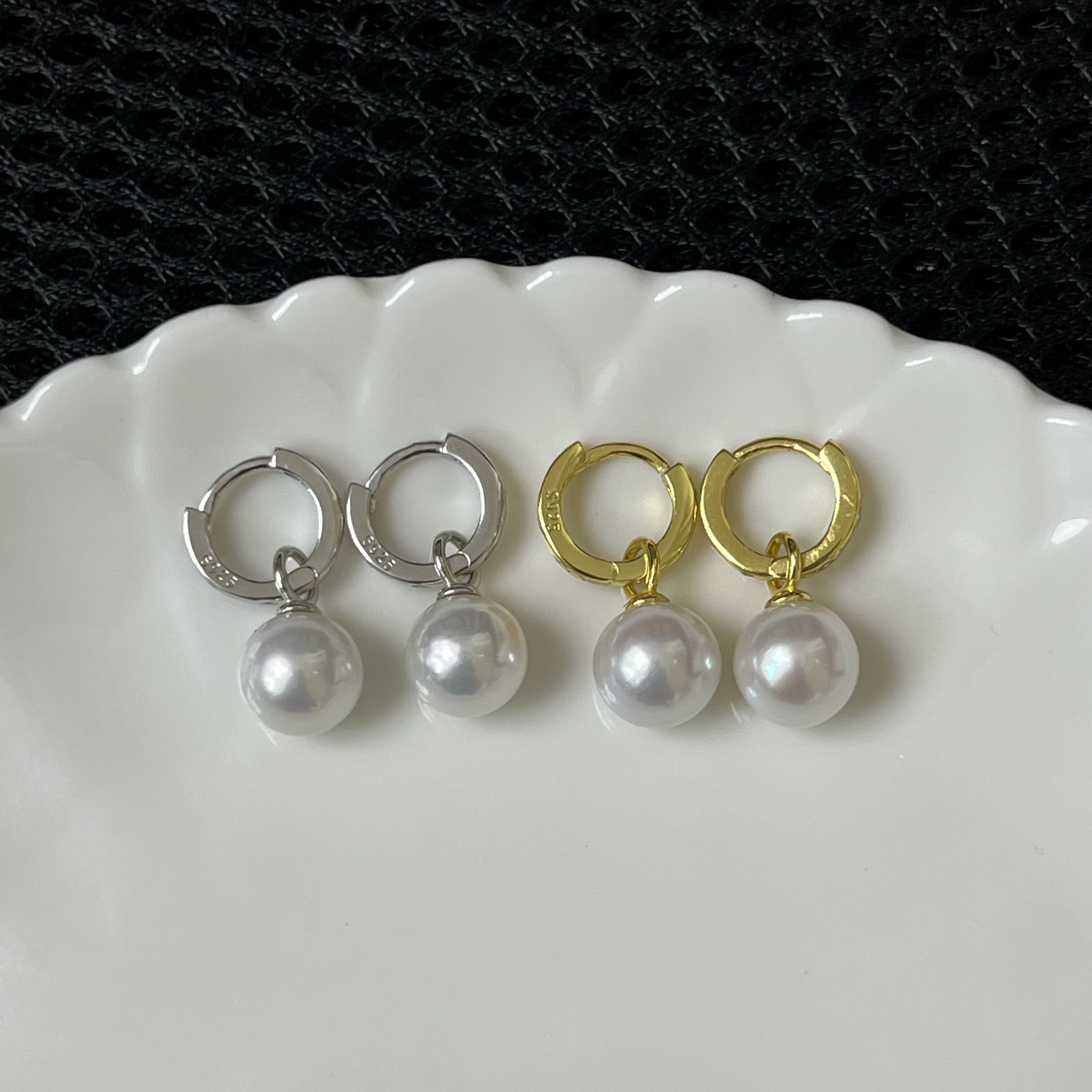 天然淡水珍珠耳圈s925纯银一款多带可拆卸耳扣经典百搭耳环耳饰