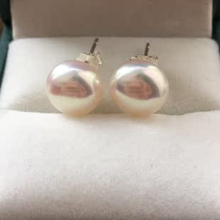 S999足银天然淡水珍珠耳钉严防过敏养耳极强光可刮粉经典 百搭耳环