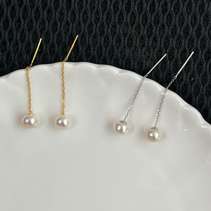天然淡水珍珠流苏耳线S925纯银防过敏经典百搭耳饰耳坠耳环耳钉