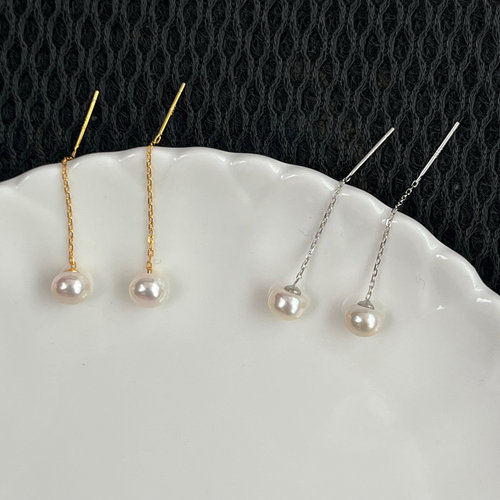 天然淡水珍珠流苏耳线S925纯银防过敏经典百搭耳饰耳坠耳环耳钉