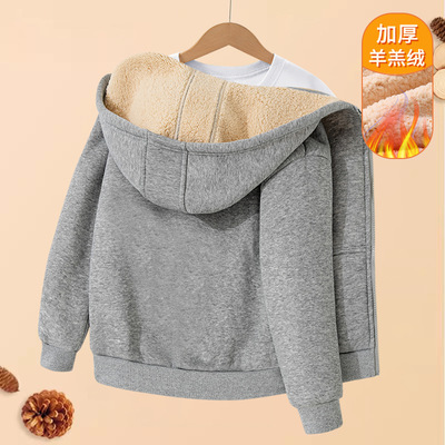 儿童羊羔绒卫衣女童时尚纯色